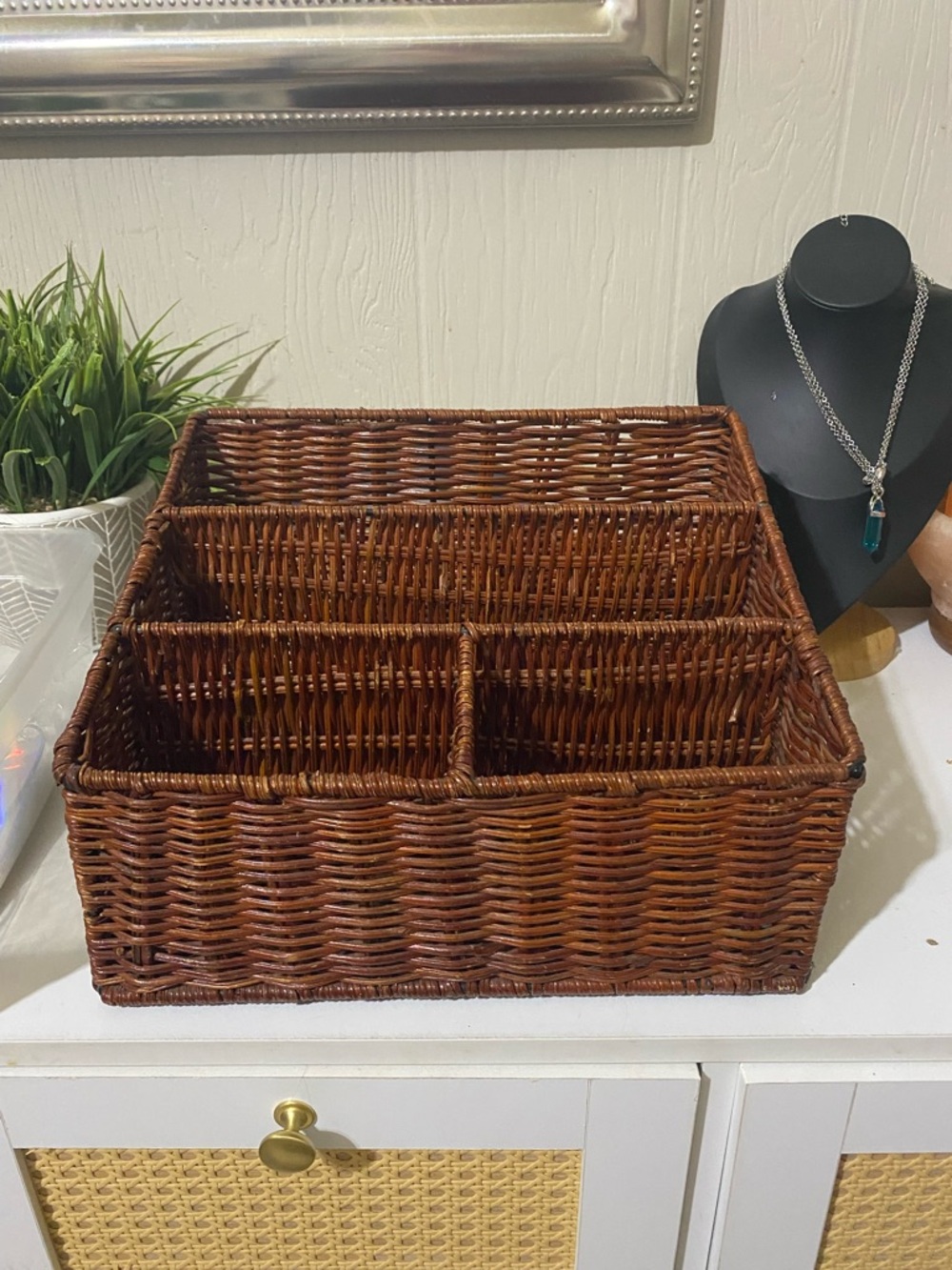 Pier 1 Woven Brown Desk Organizer